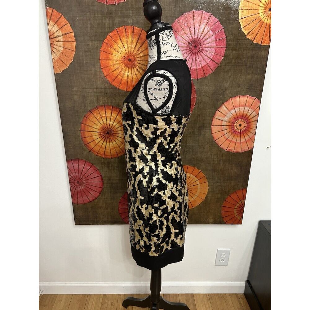 Max and Cleo Sequins Gold & Black Sheath Dress Red Carpet Hollywood Glam Sz 4 - Picture 2 of 7